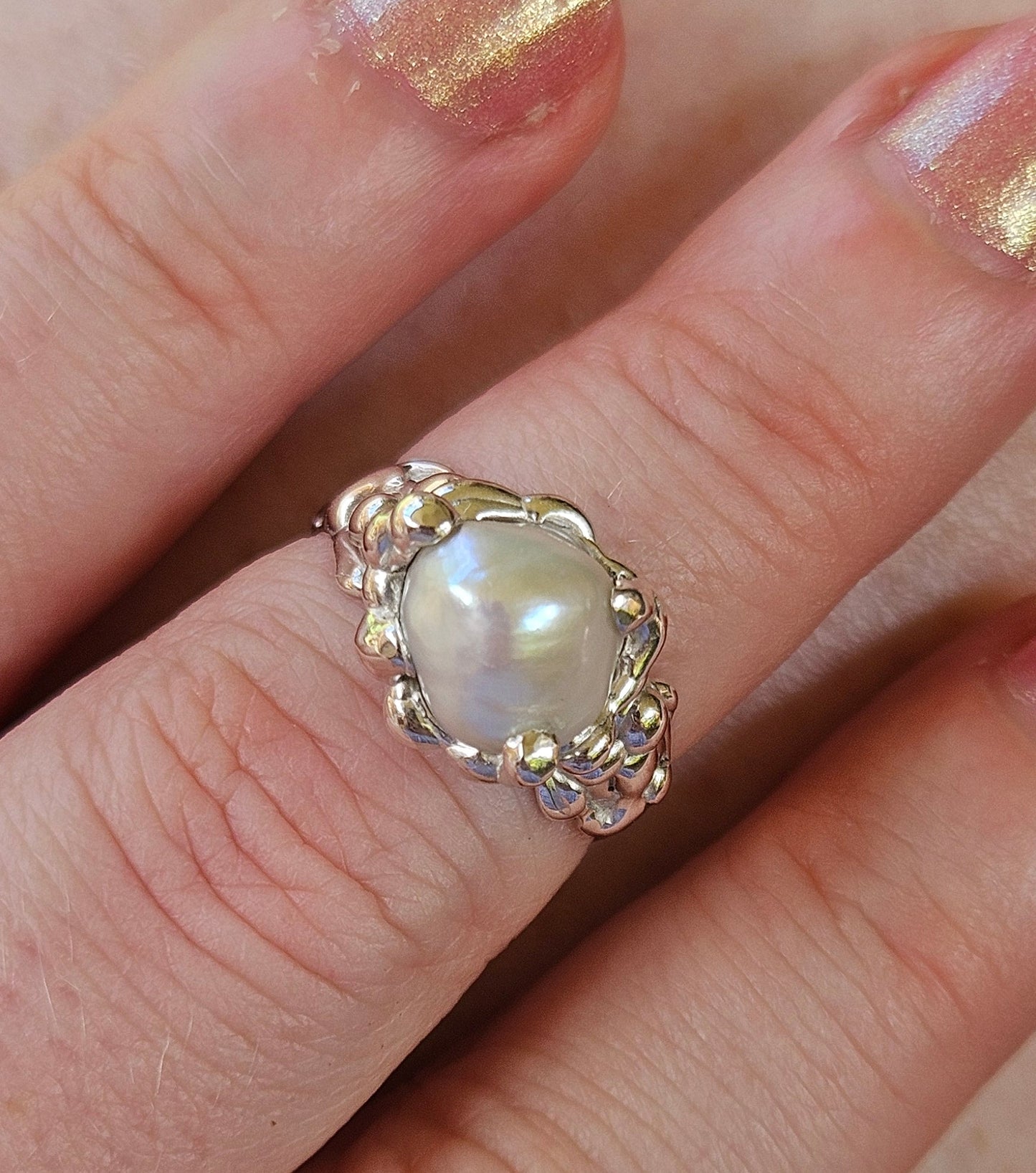 Moonlace Pearl Ring